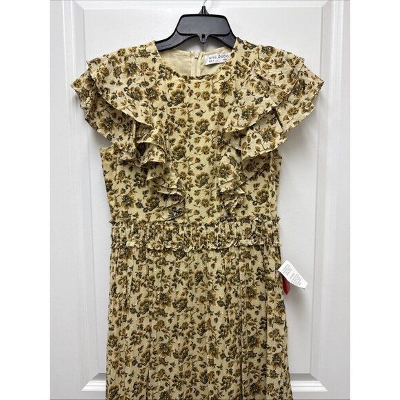 Mac Duggal Size 4 Beige Floral Tiered Ruffled Boho Maxi Dress Gown Cottagecore - Picture 6 of 15